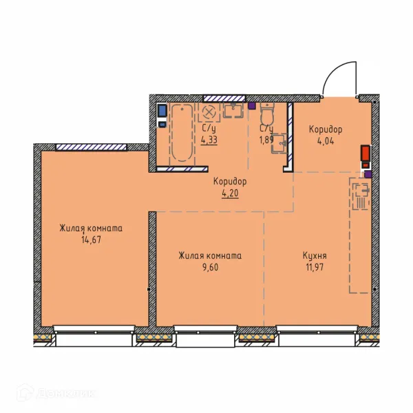Планировка 2 комн. в ЖК СТРИЖИ СИТИ