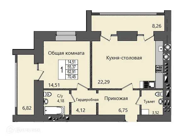 Фото квартиры в ЖК Микрорайон Светлый