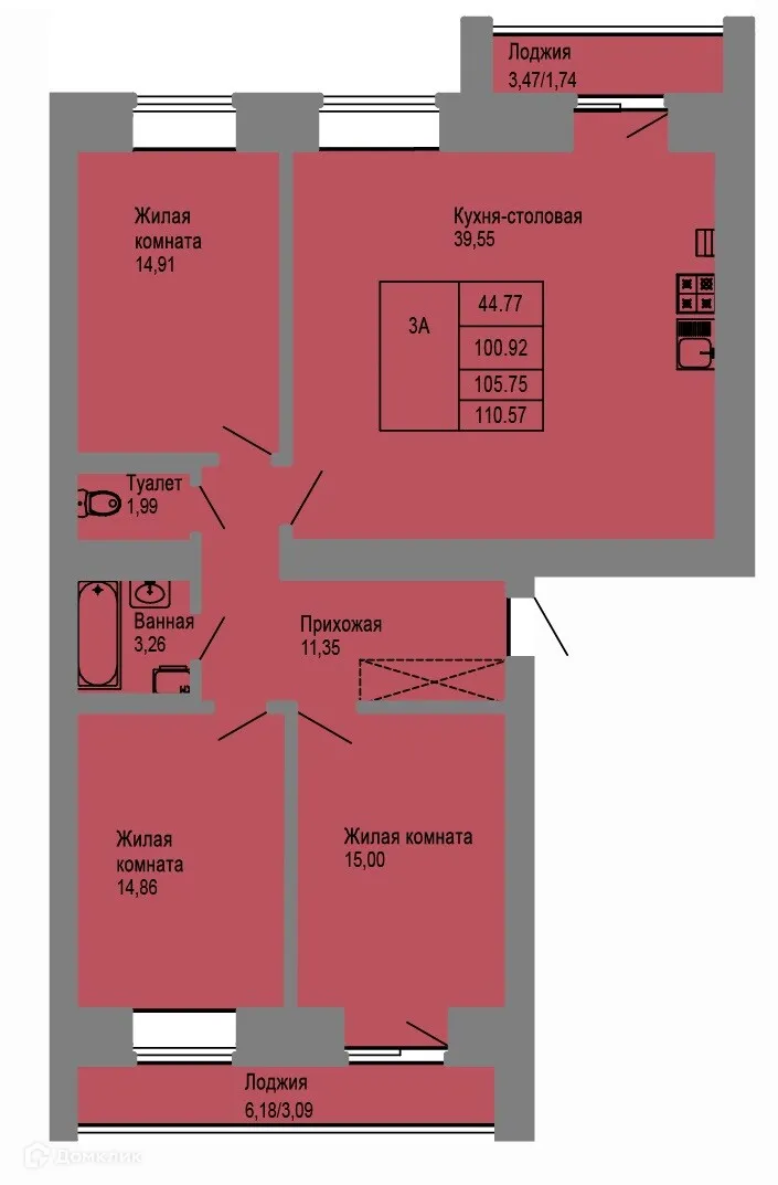 Фото квартиры в ЖК Микрорайон "Фестивальный"