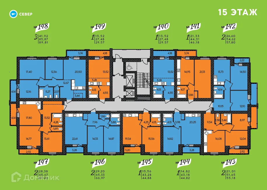 Планировка 3-комнатной квартиры 89.81 м² в ЖК ЖД Ландыши, г. Саранск — фото 1