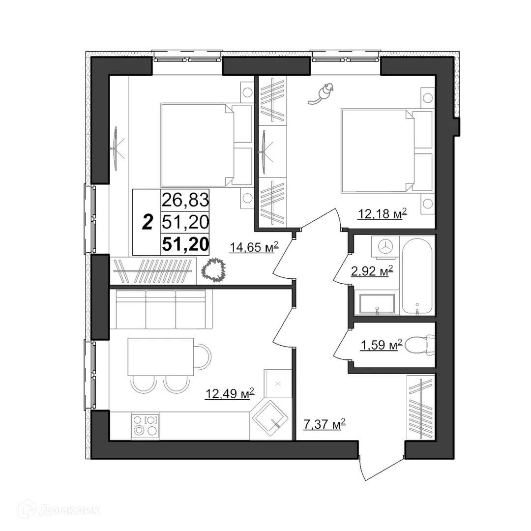 Фото квартиры в ЖК по ул. Большевистская