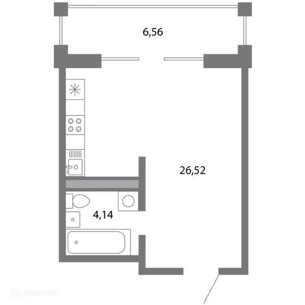 Планировка Студия в ЖК Солотчинский квартал