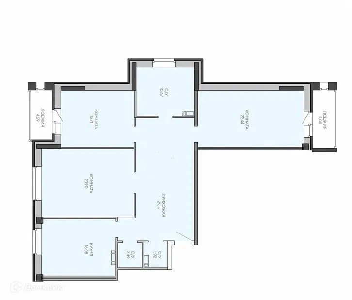 Планировка 3-комнатной квартиры 130.9 м² в ЖК Ривьера Парк, г. Ярославль — фото 1