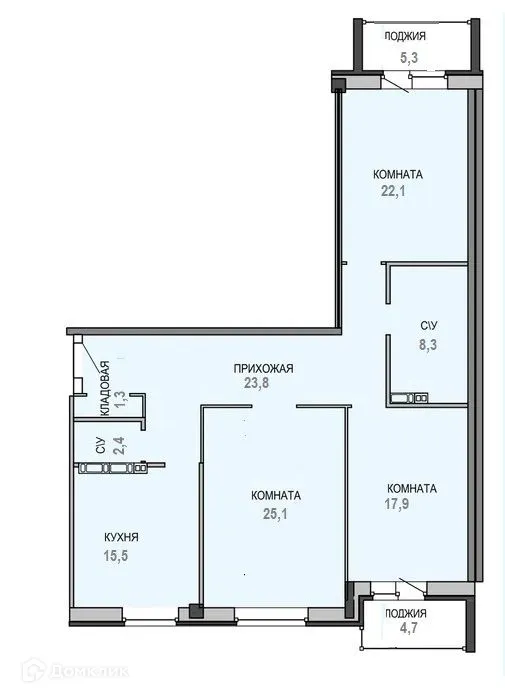 Планировка 3-комнатной квартиры 115 м² в ЖК Ривьера Парк, г. Ярославль — фото 1