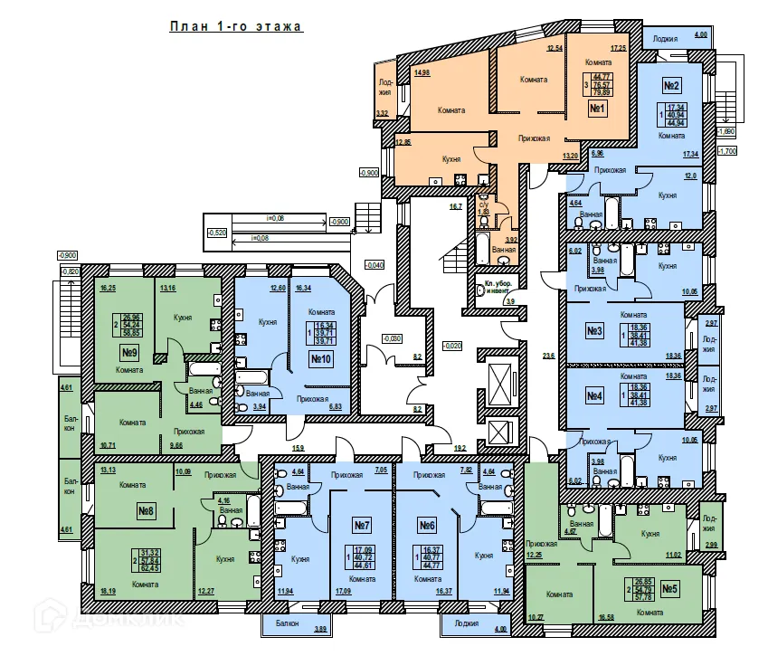 Планировка 1-комнатной квартиры 39.71 м² в ЖК Жилой дом по ул. Шпальная, г. Ярославль — фото 1