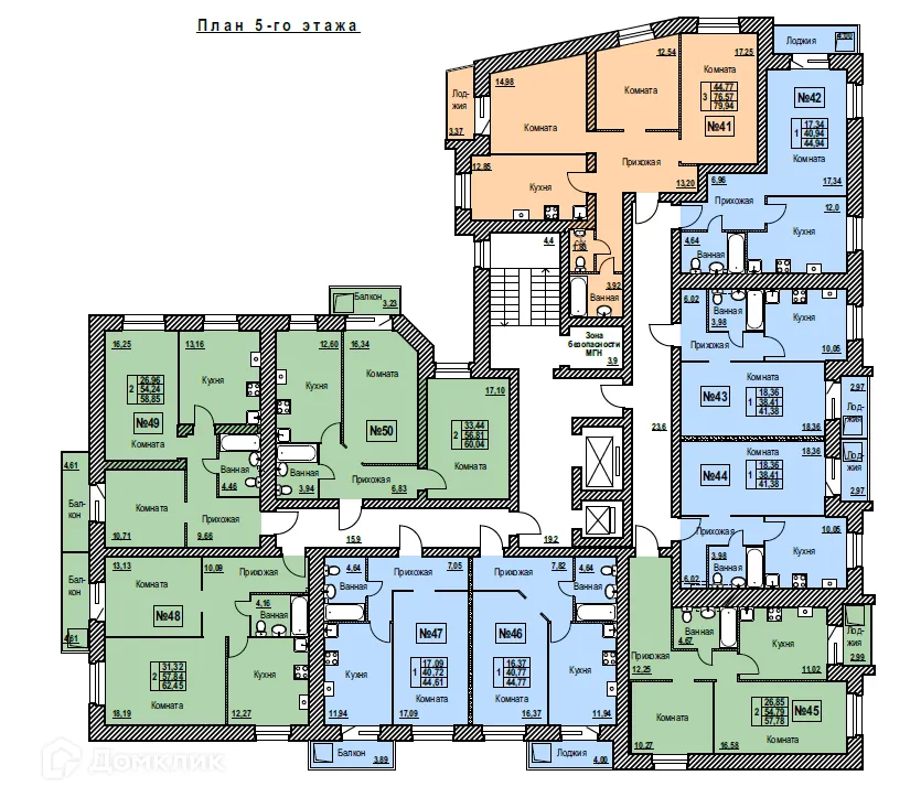 Планировка 2-комнатной квартиры 58.85 м² в ЖК Жилой дом по ул. Шпальная, г. Ярославль — фото 1
