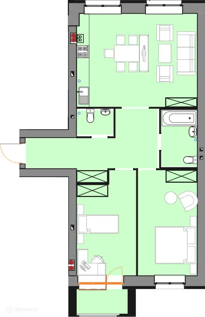 Планировка 2-комнатной квартиры 78.5 м² в ЖК Ботаника, г. Ярославль — фото 1