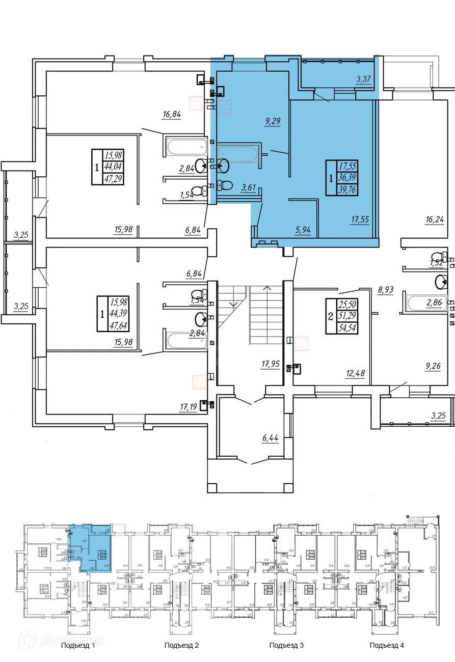 Планировка 1-комнатной квартиры 38.08 м² в ЖК Сиреневый, г. Ярославль — фото 1