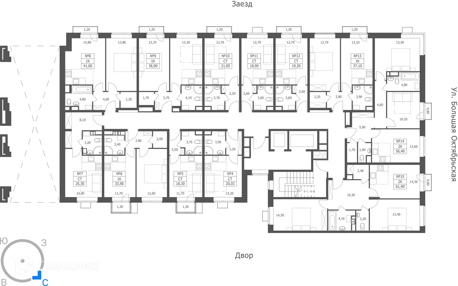 Планировка студии квартиры 19.3 м² в ЖК ЭРА, г. Ярославль — фото 1