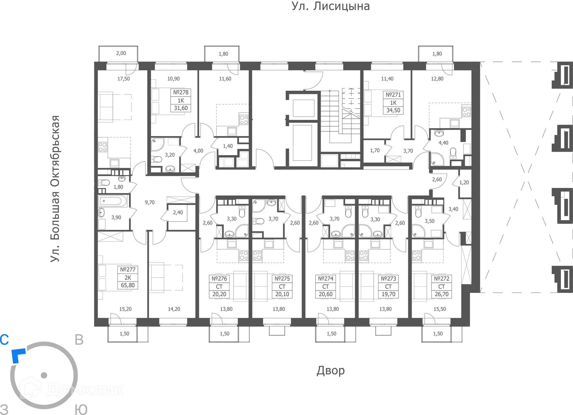 Планировка студии квартиры 20.1 м² в ЖК ЭРА, г. Ярославль — фото 1