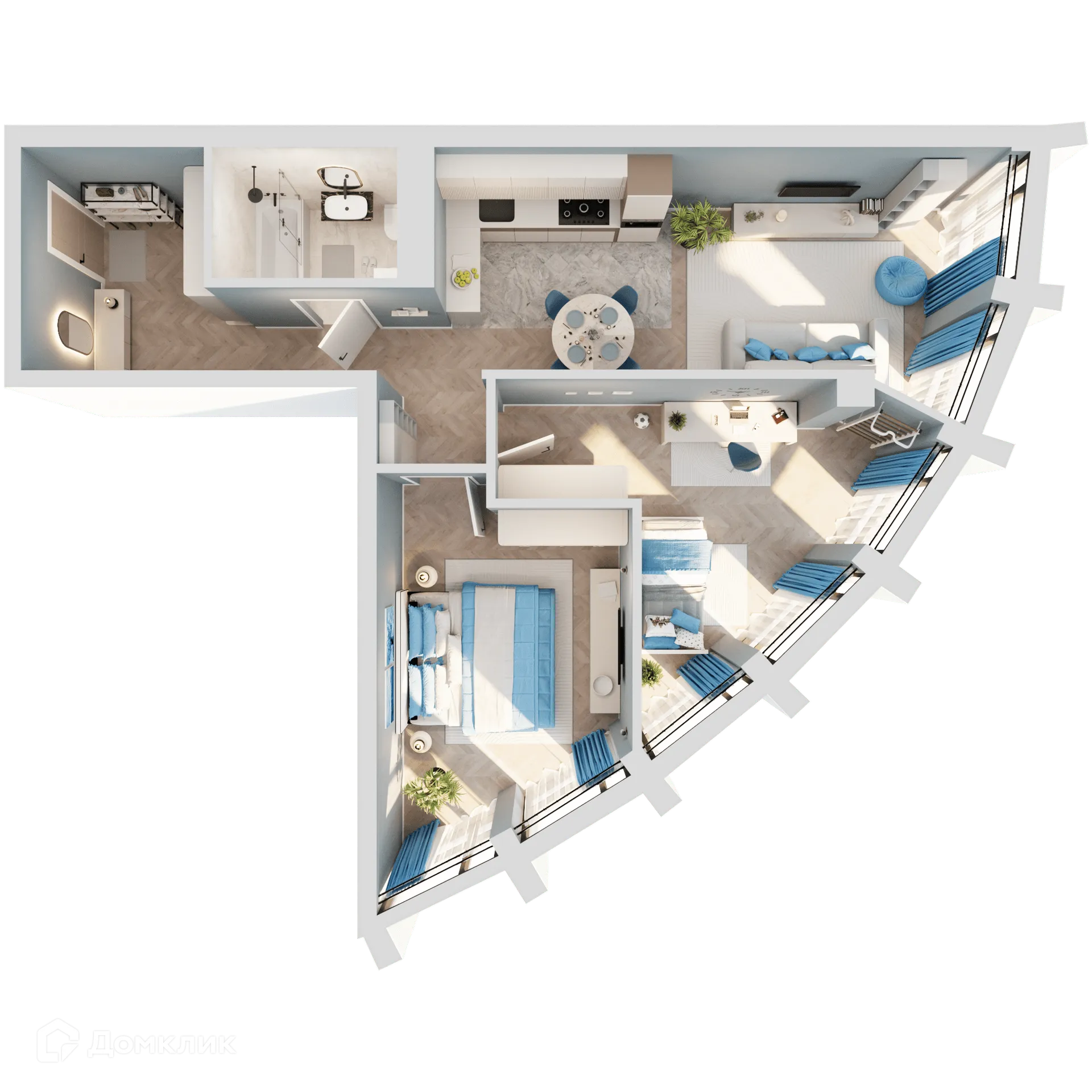 Планировка 2-комнатной квартиры 72.18 м² в ЖК ЗВЕЗДЫ, г. Иркутск — фото 3