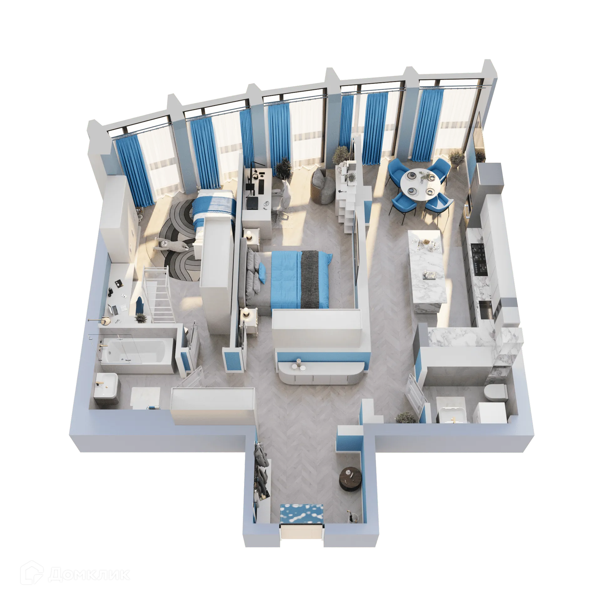 Планировка 2-комнатной квартиры 80.85 м² в ЖК ЗВЕЗДЫ, г. Иркутск — фото 2
