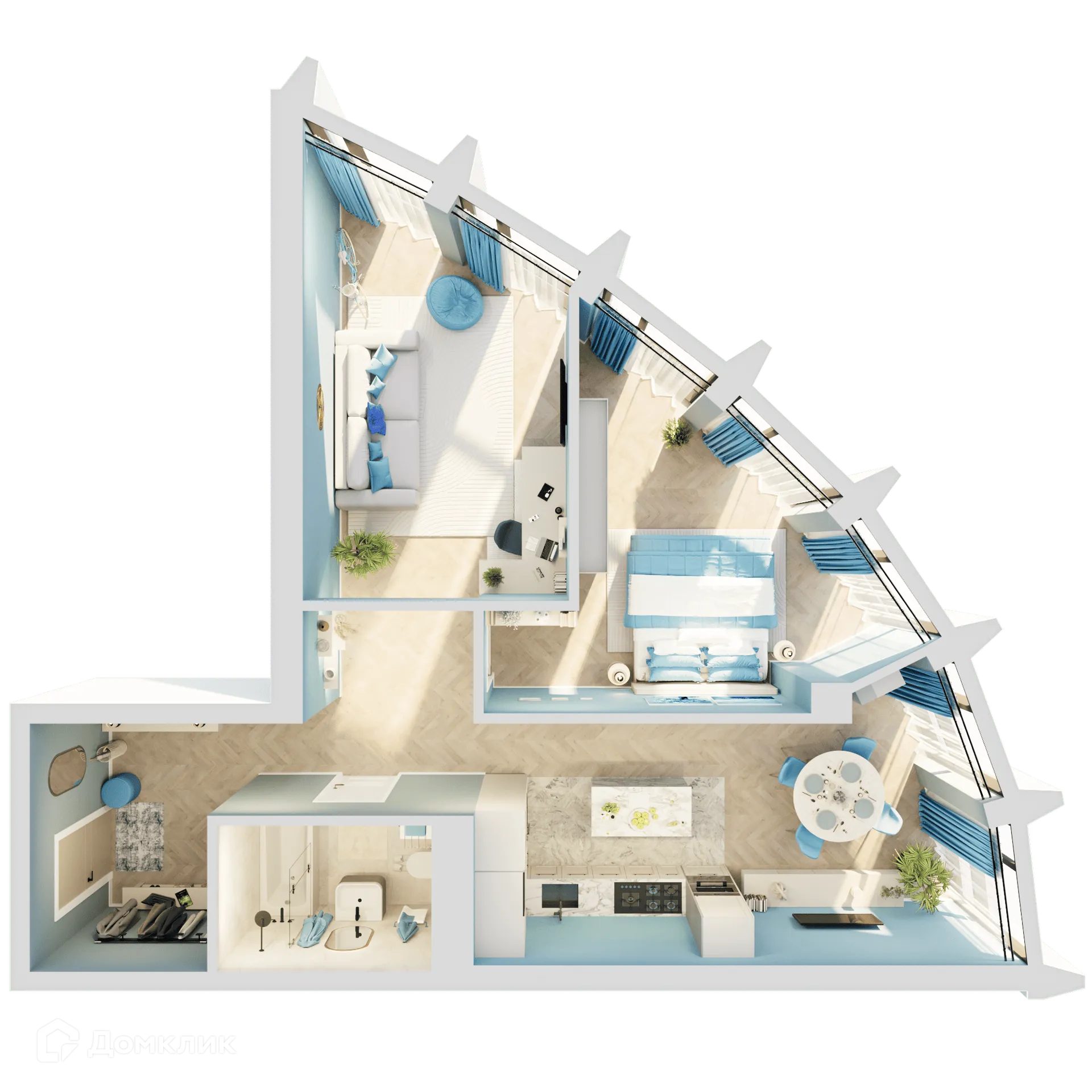 Планировка 2-комнатной квартиры 66.65 м² в ЖК ЗВЕЗДЫ, г. Иркутск — фото 3