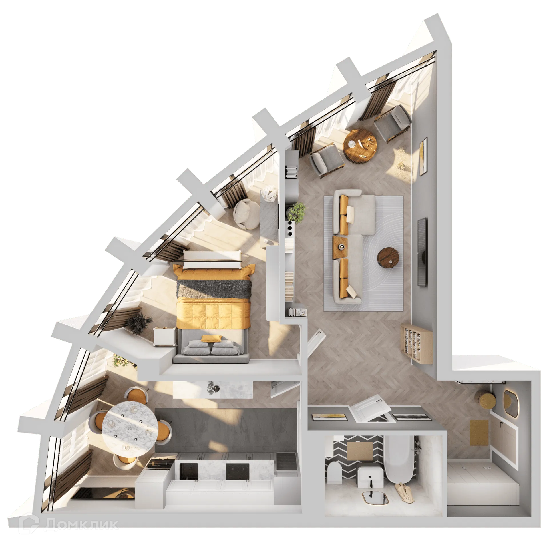 Планировка 2-комнатной квартиры 63.82 м² в ЖК ЗВЕЗДЫ, г. Иркутск — фото 3