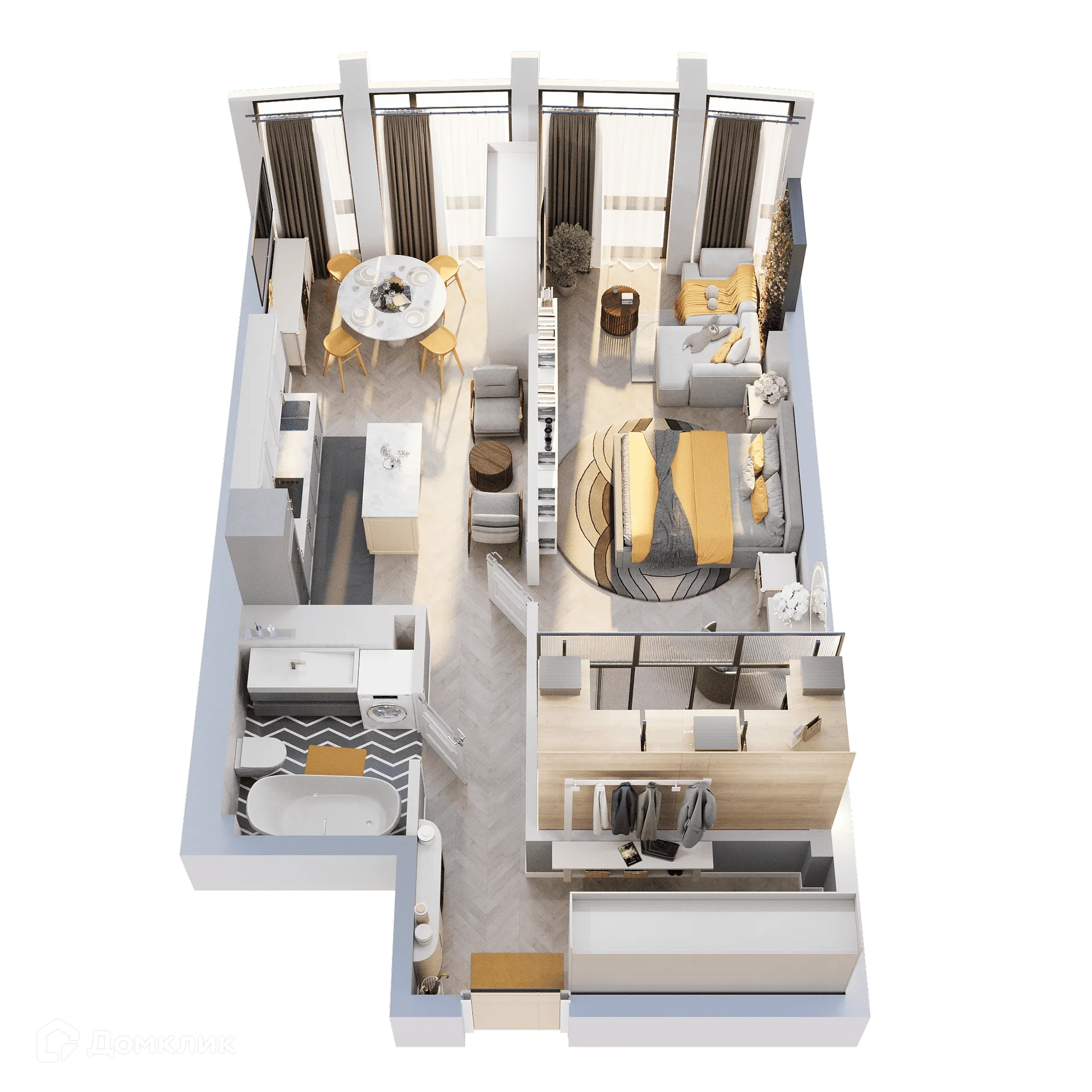 Планировка 1-комнатной квартиры 62.28 м² в ЖК ЗВЕЗДЫ, г. Иркутск — фото 2