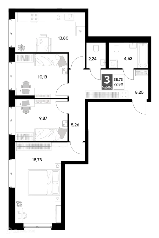Квартира в ЖК Космопарк
