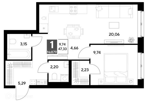 Квартира в ЖК Космопарк