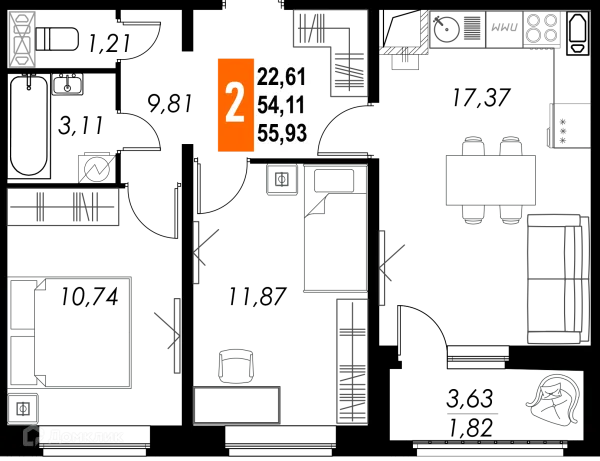 Квартира в ЖК КРЕЧЕТНИКОВ ПАРК