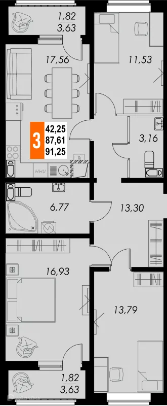 Квартира в ЖК КРЕЧЕТНИКОВ ПАРК