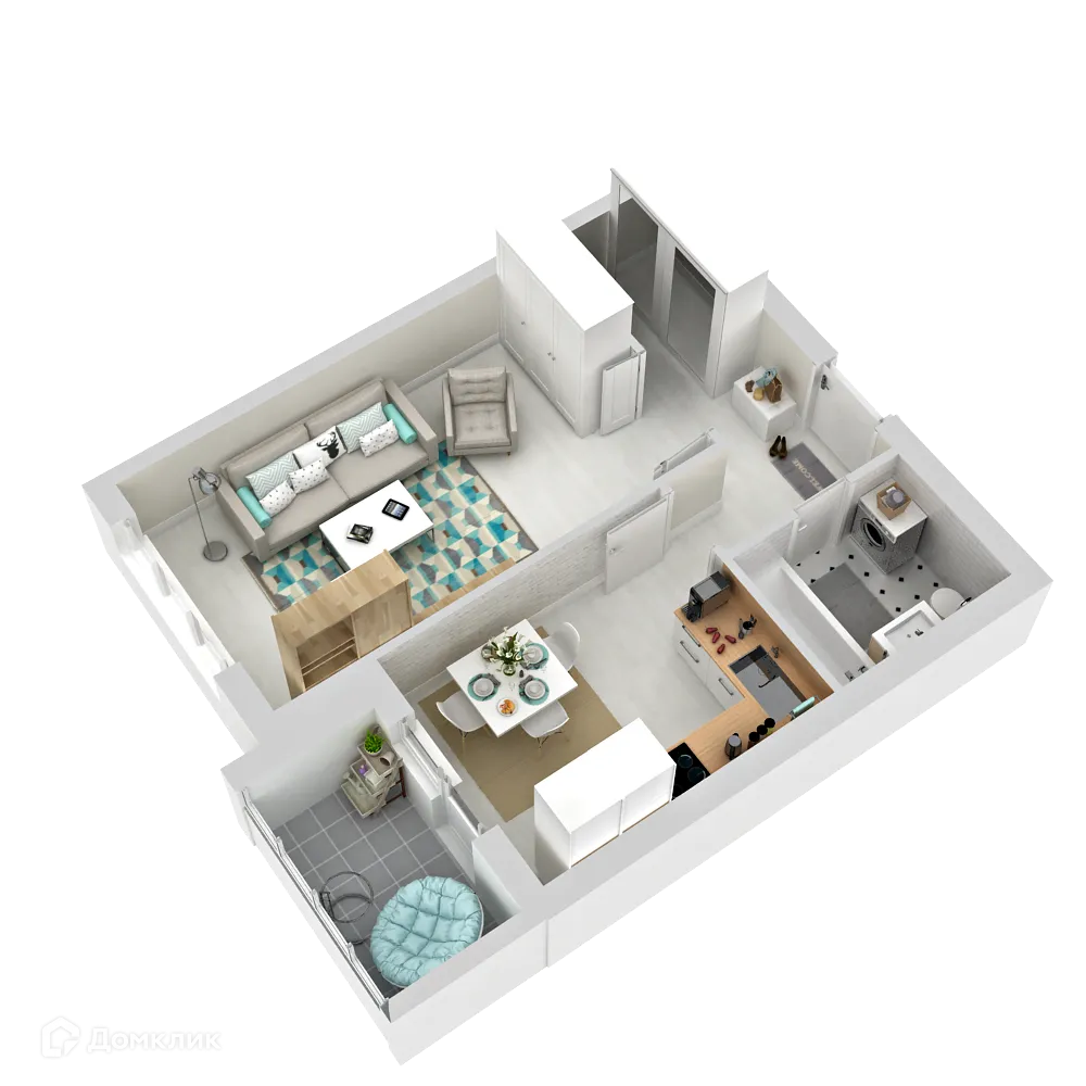 Планировка 1-комнатной квартиры 39.8 м² в ЖК Изумрудная Долина, г. Калуга — фото 3