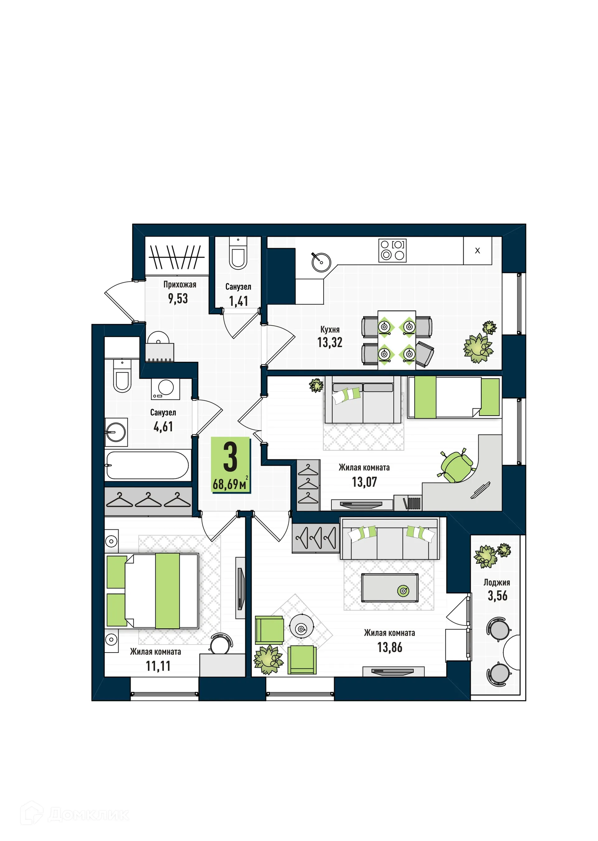 Фото квартиры в ЖК Репинские пруды