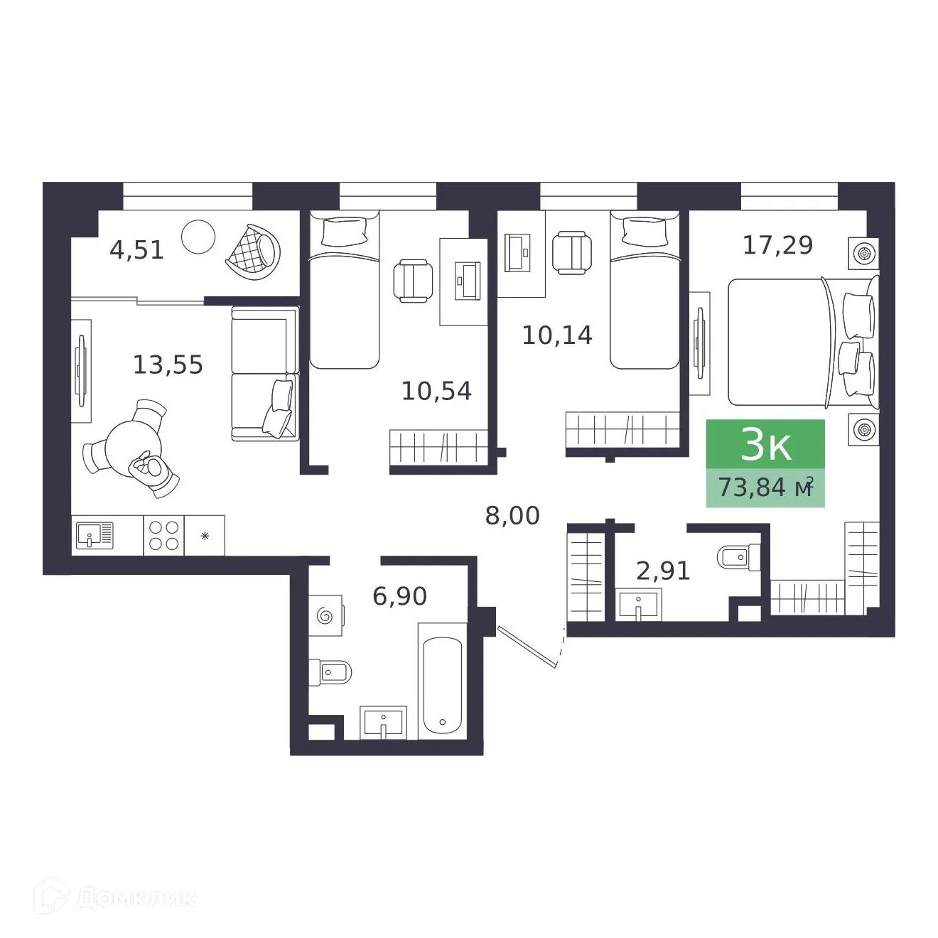 Фото квартиры в ЖК Близкий Vitamin -квартал (Близкий Витамин-квартал)