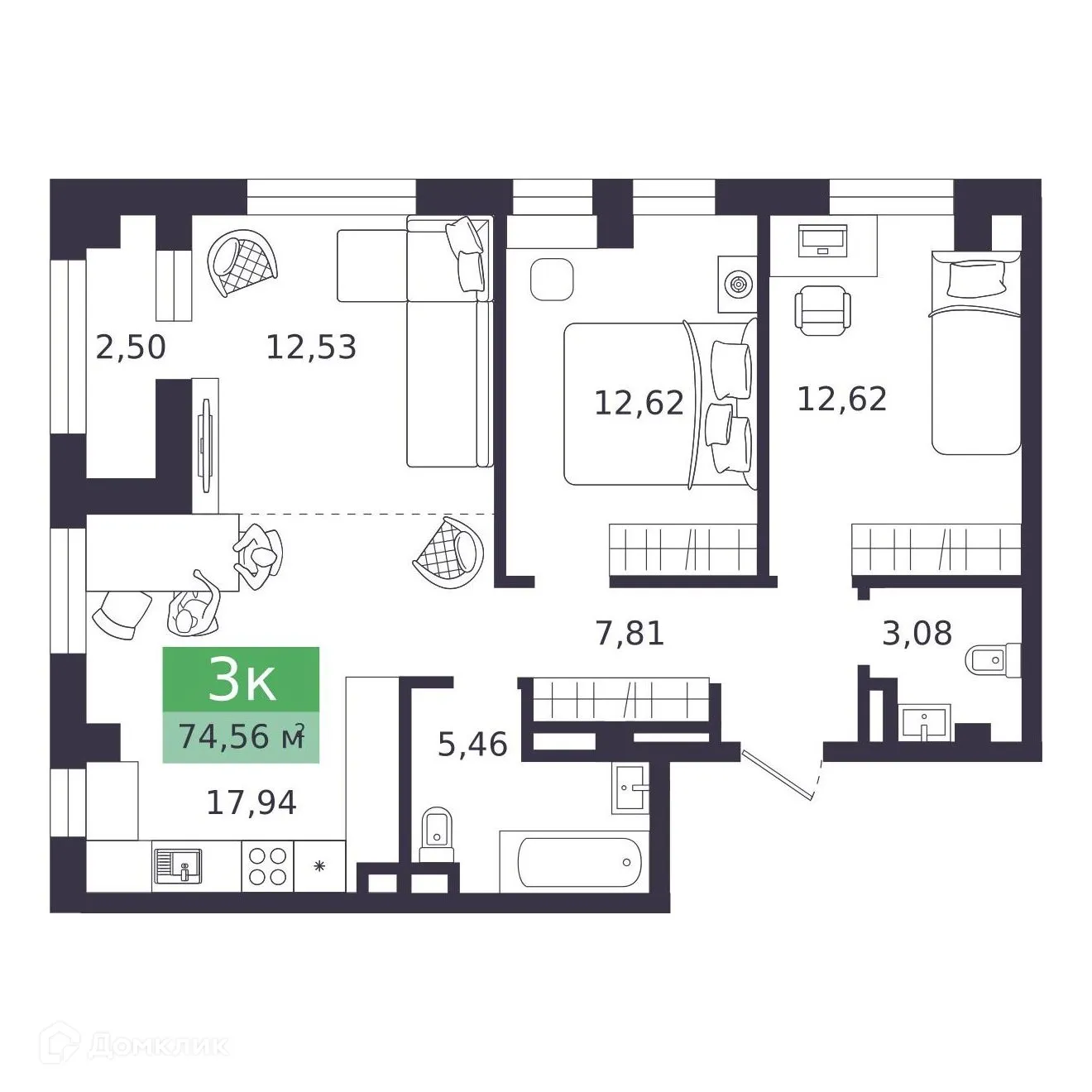 Фото квартиры в ЖК Близкий Vitamin -квартал (Близкий Витамин-квартал)