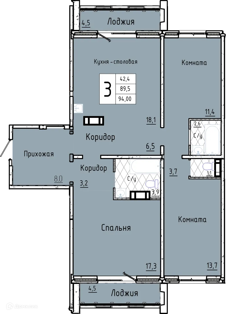 Фото квартиры в ЖК "Акварели"
