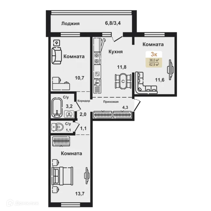 Фото квартиры в ЖК Золотые пески