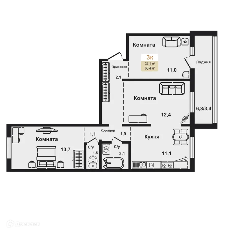 Фото квартиры в ЖК Золотые пески