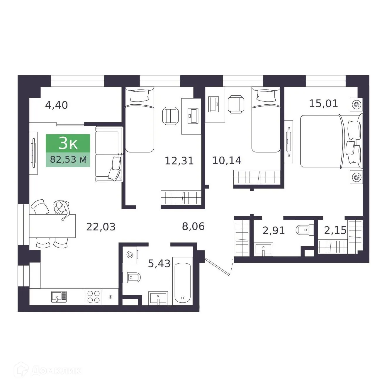 Фото квартиры в ЖК Близкий Vitamin -квартал (Близкий Витамин-квартал)