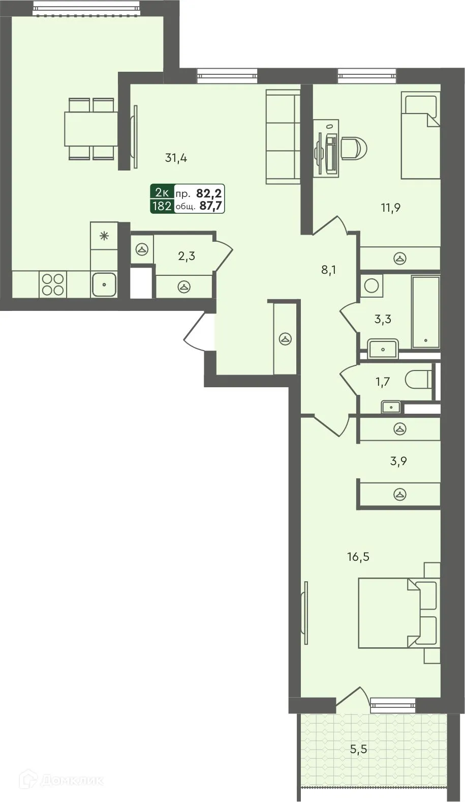 Фото квартиры в ЖК Маяк-мультиформатный жилой комплекс