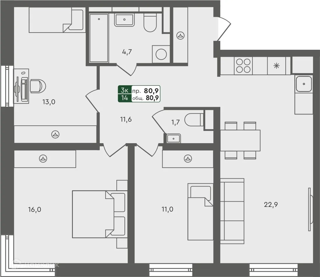 Фото квартиры в ЖК Маяк-мультиформатный жилой комплекс