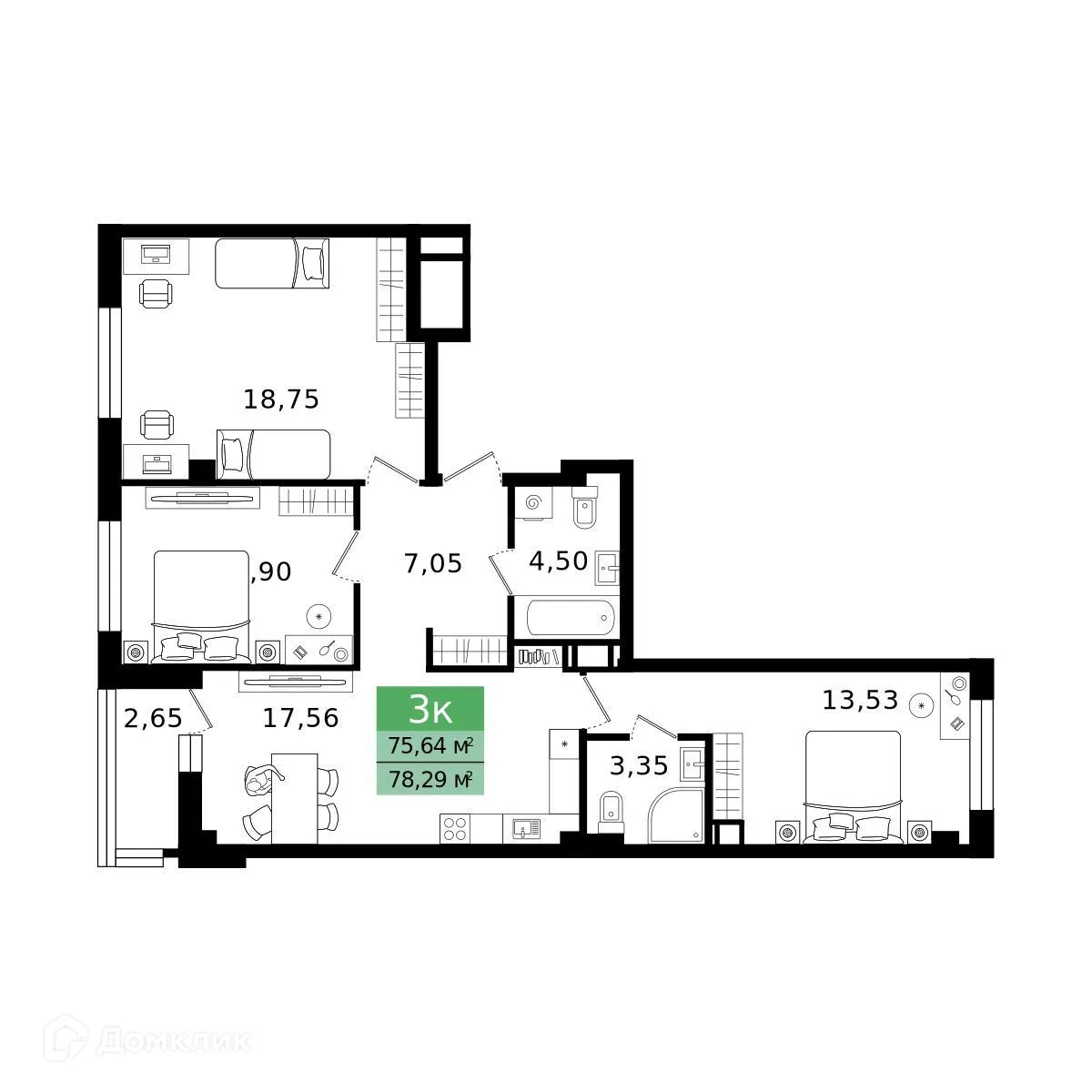 Фото квартиры в ЖК Островский vitamin-сити