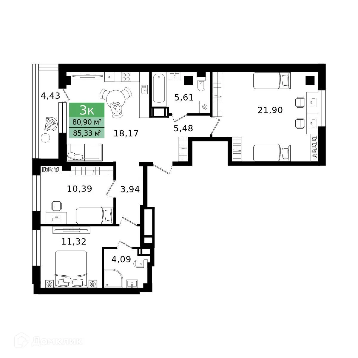 Фото квартиры в ЖК Островский vitamin-сити