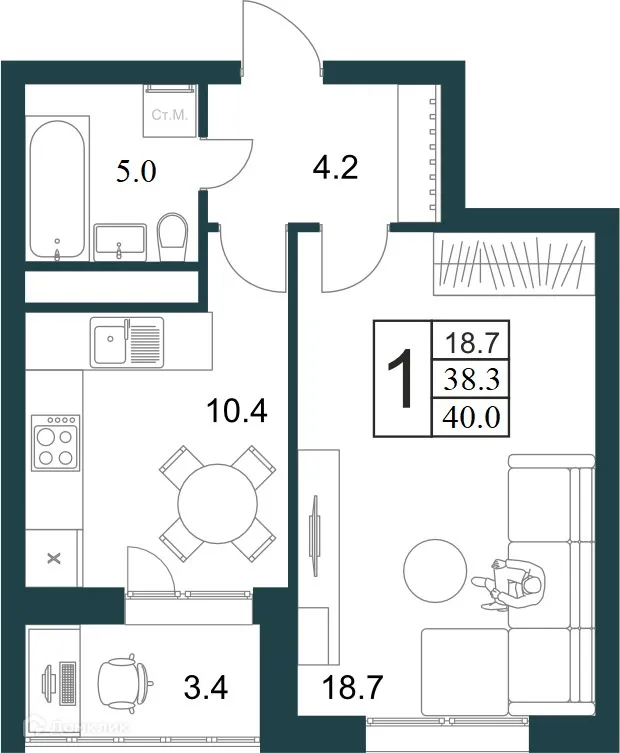 Фото квартиры в ЖК Дом Теорема