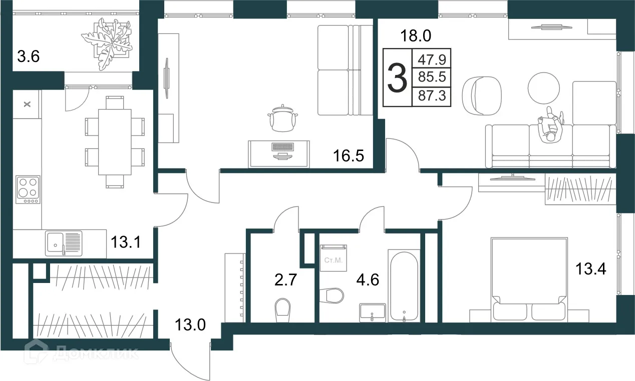 Фото квартиры в ЖК Дом Теорема