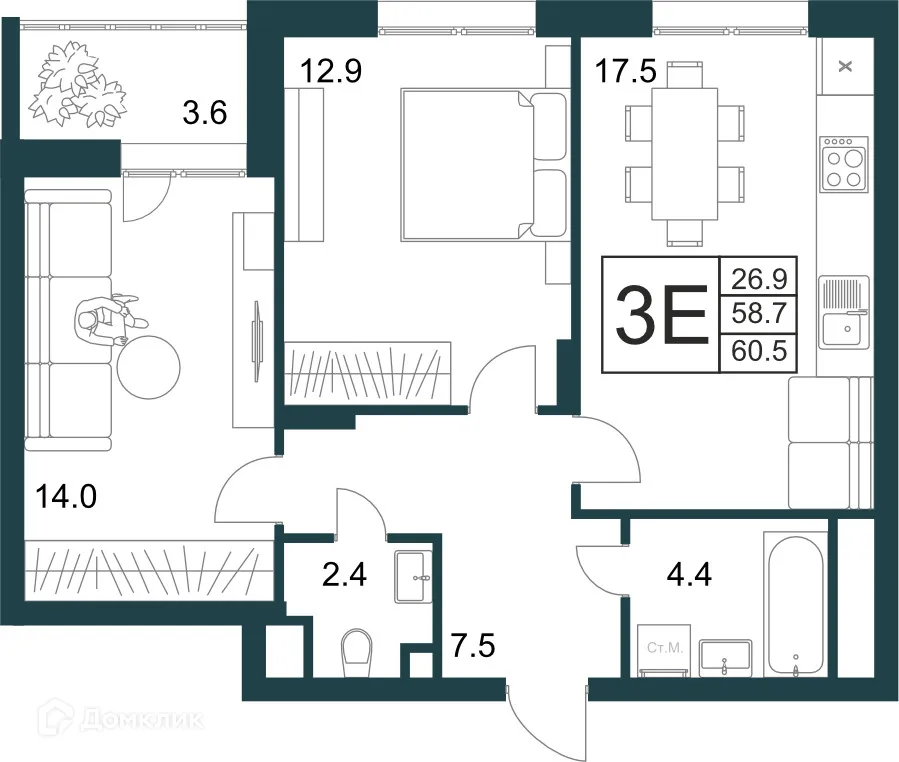 Фото квартиры в ЖК Дом Теорема