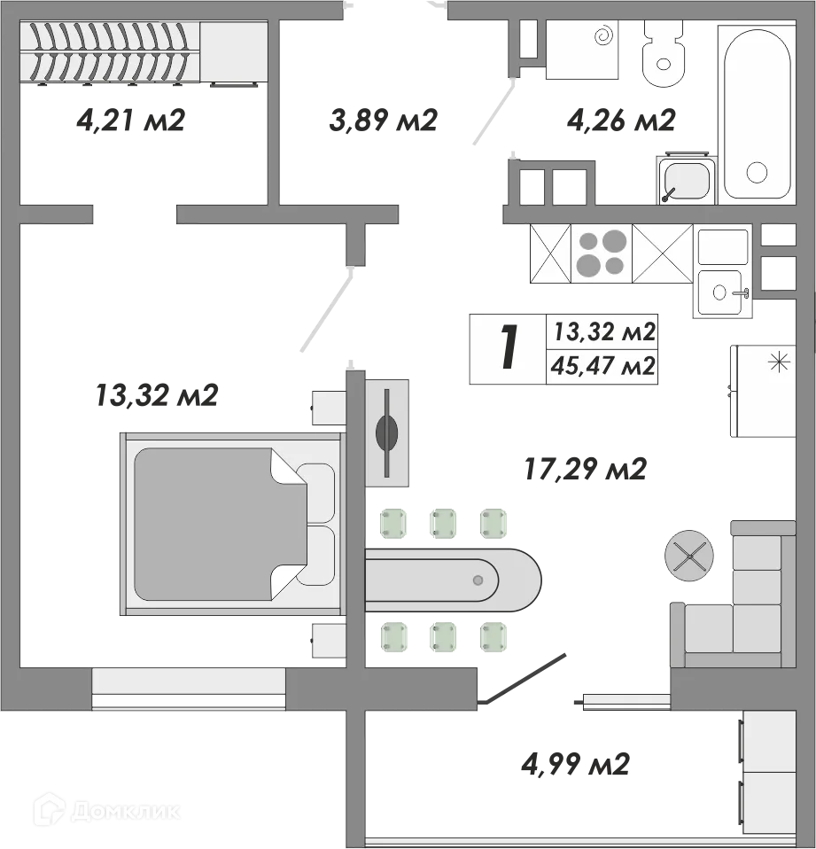Фото квартиры в ЖК Долгие горы