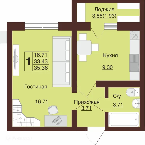 1 комн. квартиры в Оренбурге новостройки