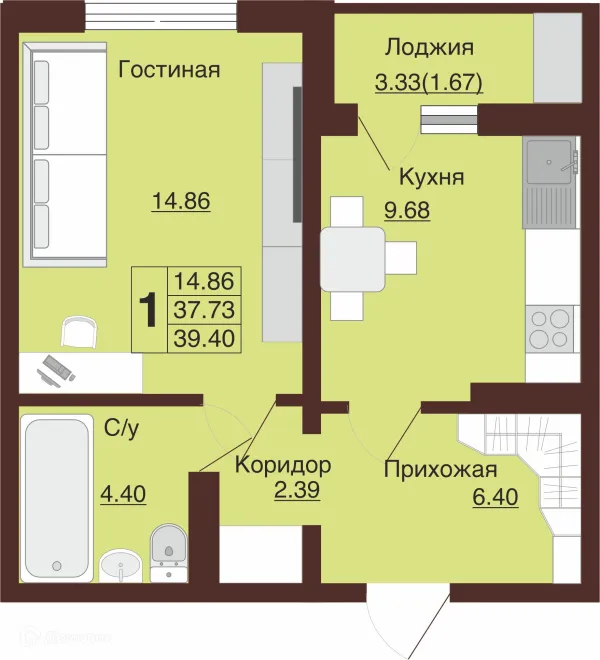 1 комн. квартиры в Оренбурге новостройки