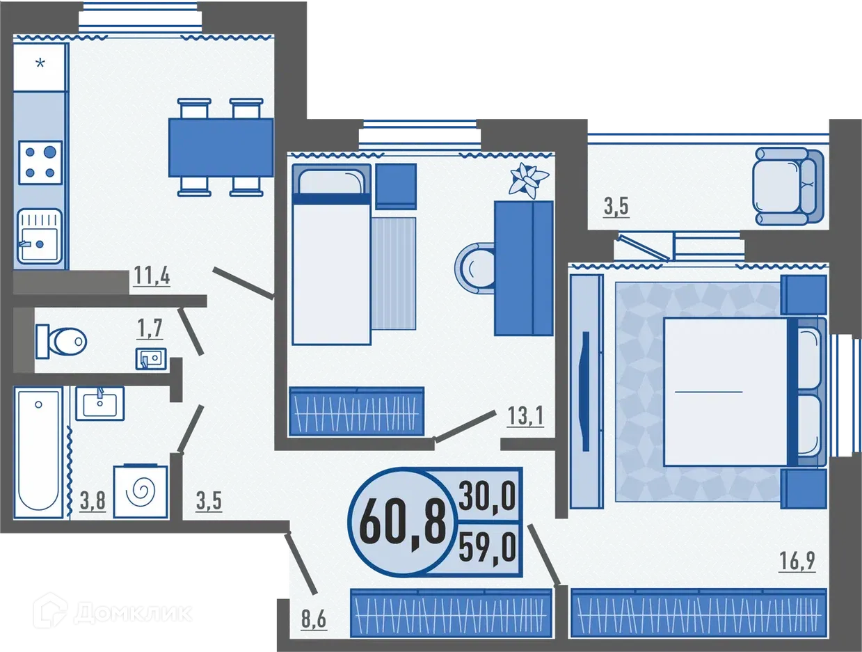 Фото квартиры в ЖК Микрорайон Цитрус