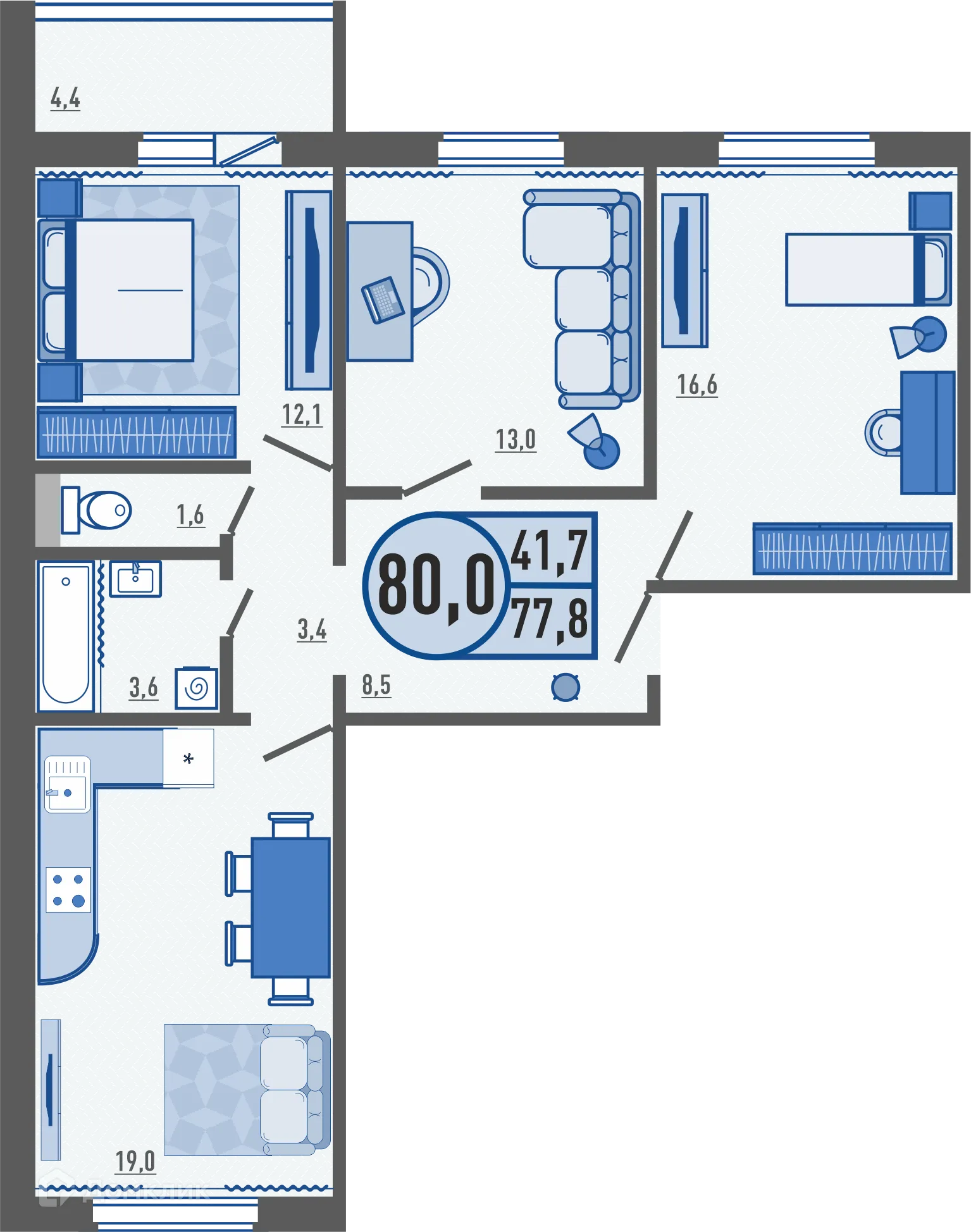 Фото квартиры в ЖК Микрорайон Цитрус