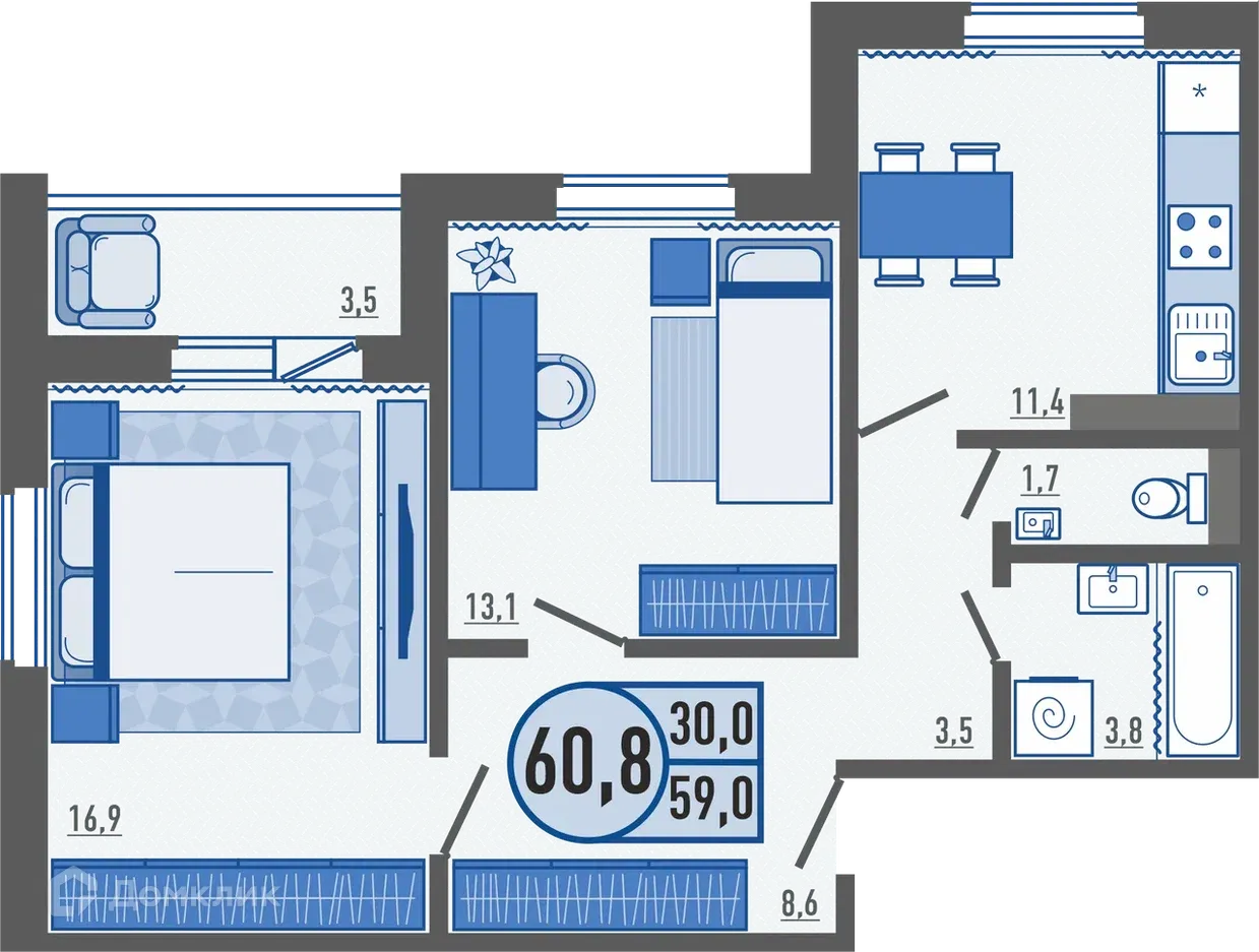 Фото квартиры в ЖК Микрорайон Цитрус