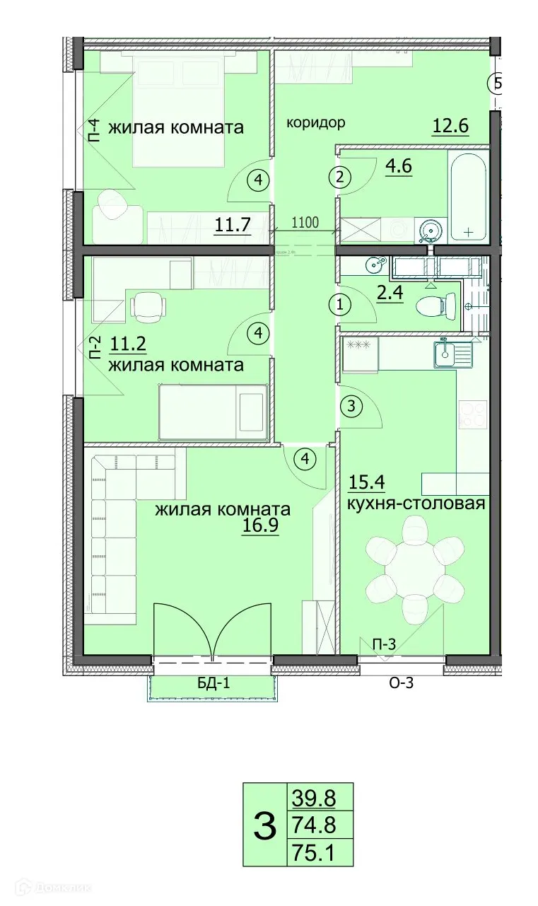 Фото квартиры в ЖК Лугометрия
