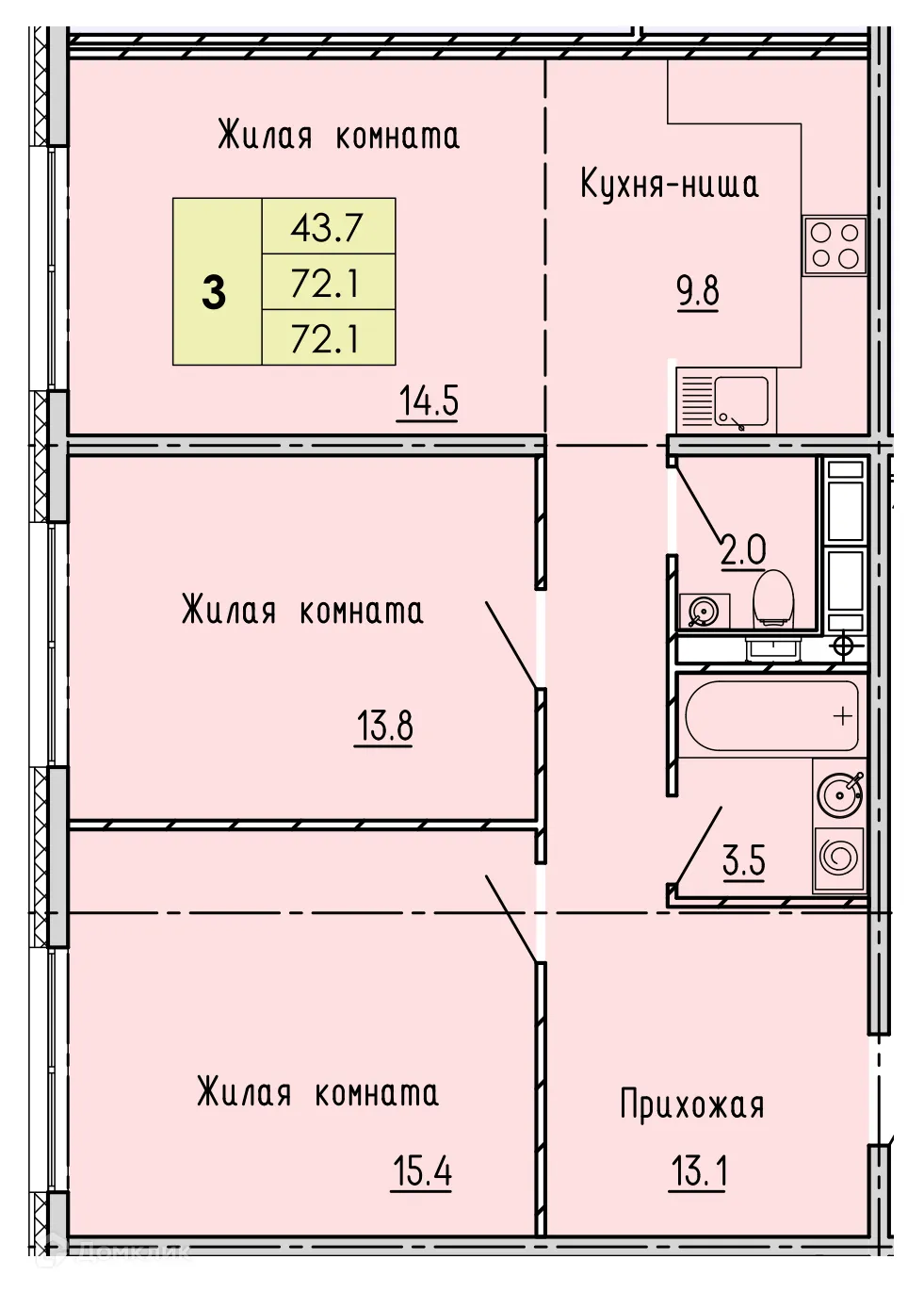 Фото квартиры в ЖК Лугометрия