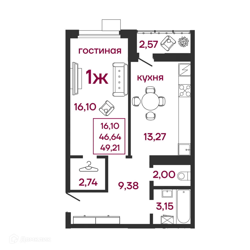 Фото квартиры в ЖК Микрорайон "Новобережье"