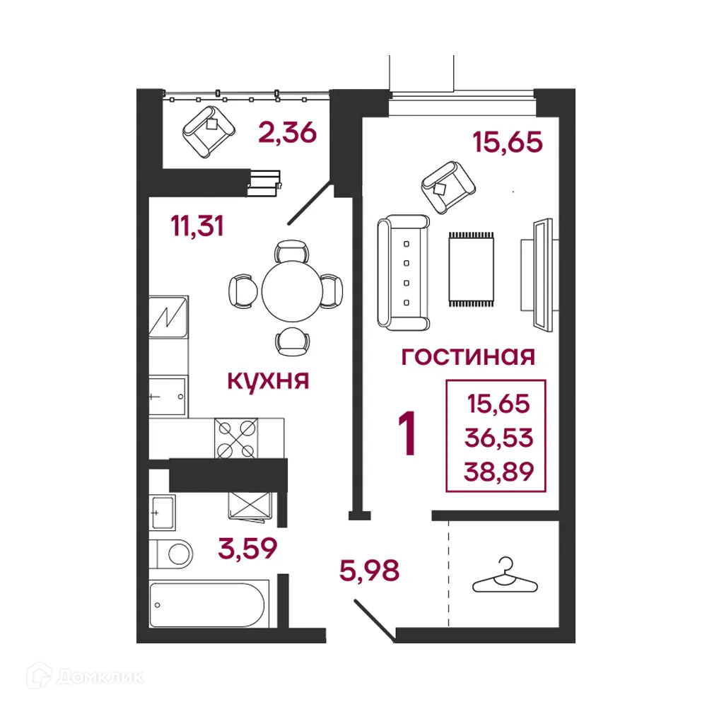 Фото квартиры в ЖК Микрорайон "Новобережье"