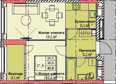 Фото квартиры в ЖК Каштановый двор