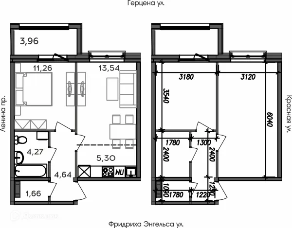 Планировка 2 комн. в ЖК АРИСТОКРАТ